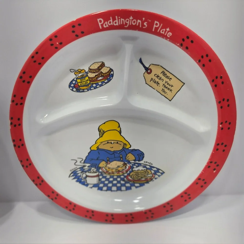 Vintage Paddington Bear & Teddy Bear Melamine Divided Plates Set of 2